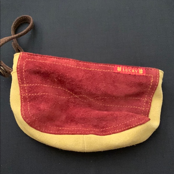 Lucky Brand Red and Tan Suede Wristlet - Picture 1 of 1